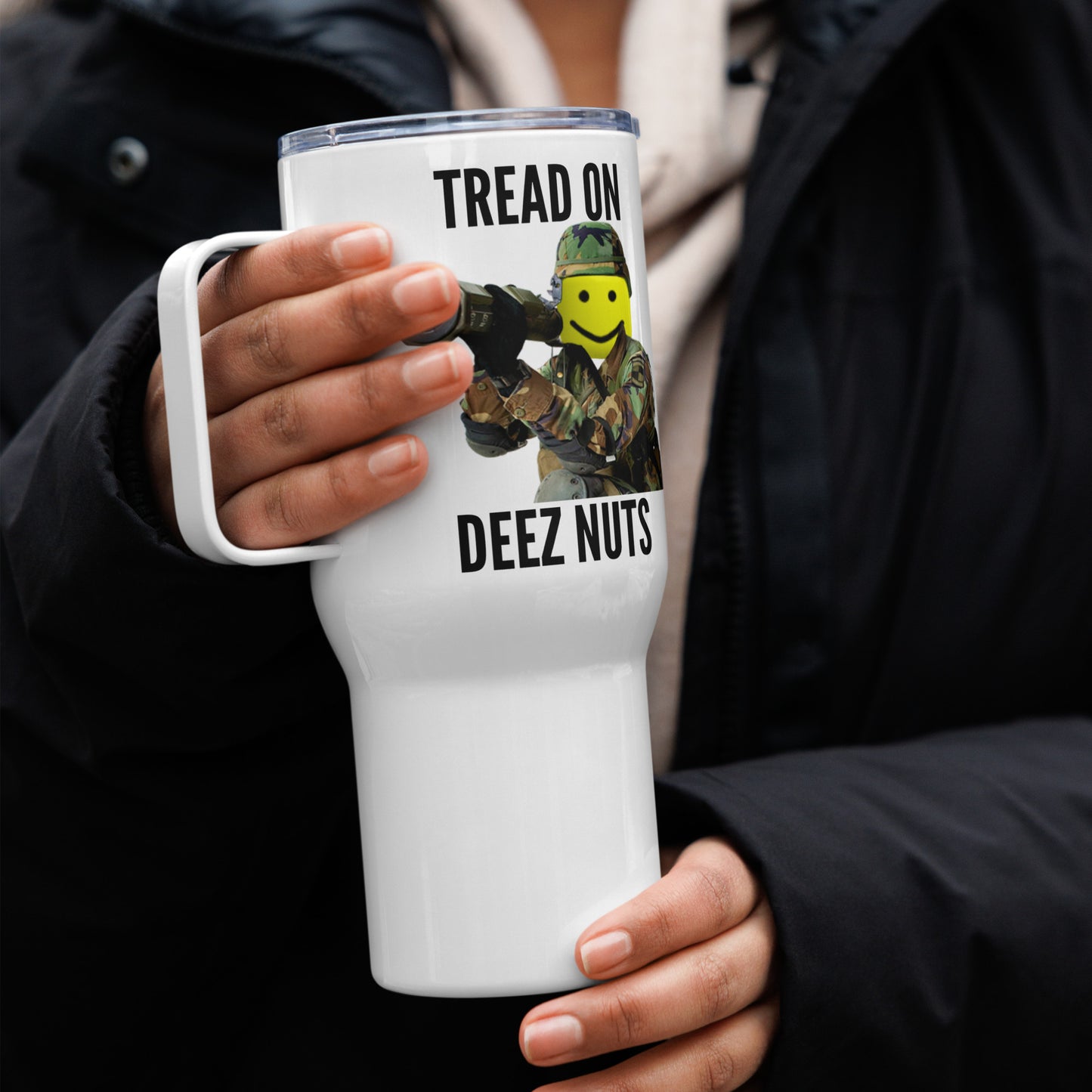 Tread On Deez Nuts Travel Mug